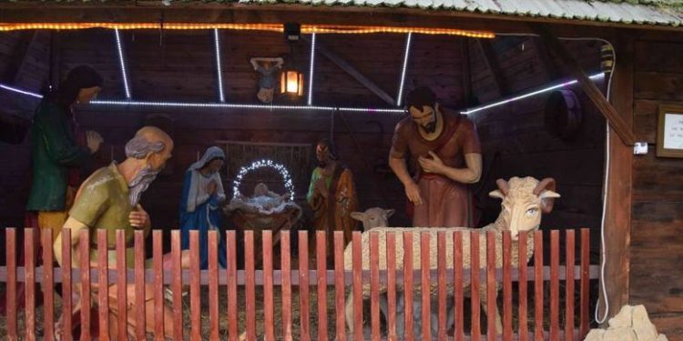 Żywa szopka w sanktuarium Bolesnej Królowej Polski w Kałkowie